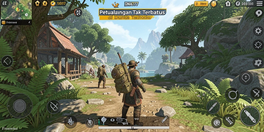 Tampilan gameplay <strong>DNA777</strong> yang menakjubkan di dunia terbuka.