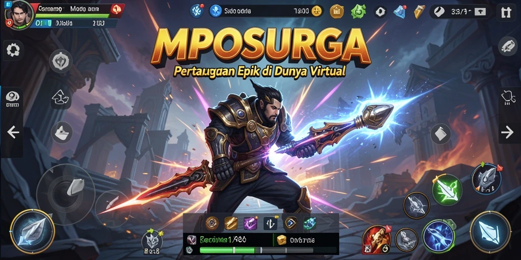 Gameplay seru MPOSURGA dalam pertarungan epik antar karakter.