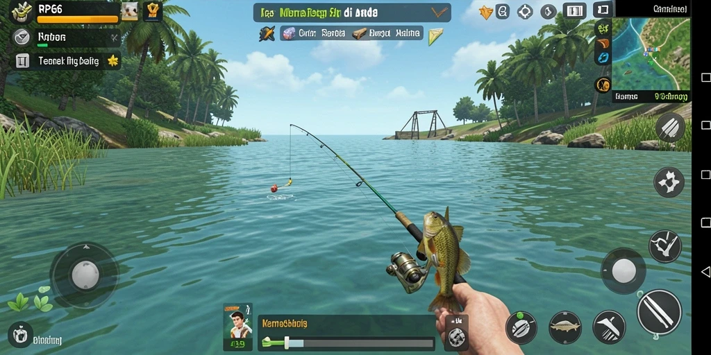 Tampilan gameplay RP66 yang mendebarkan saat memancing di lokasi indah.
