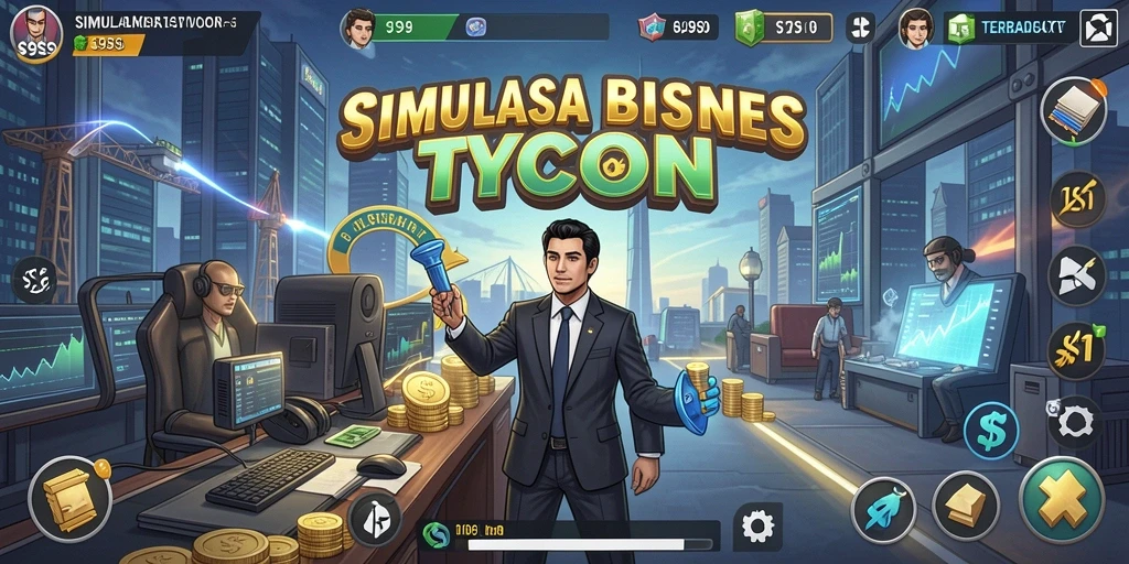 Screenshot gameplay S9S9 menampilkan aksi bisnis yang menegangkan.