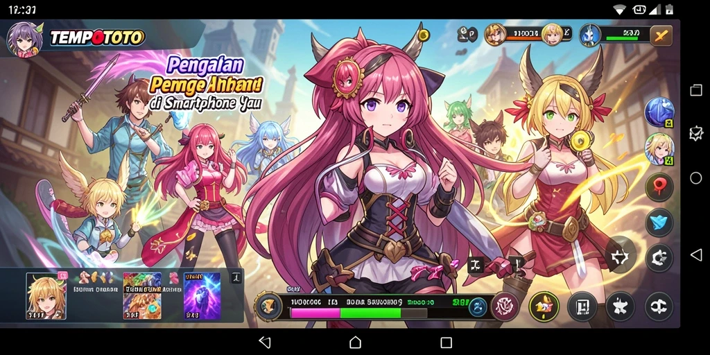Screenshot TEMPOTOTO menampilkan pertarungan karakter anime yang intens dan menarik.