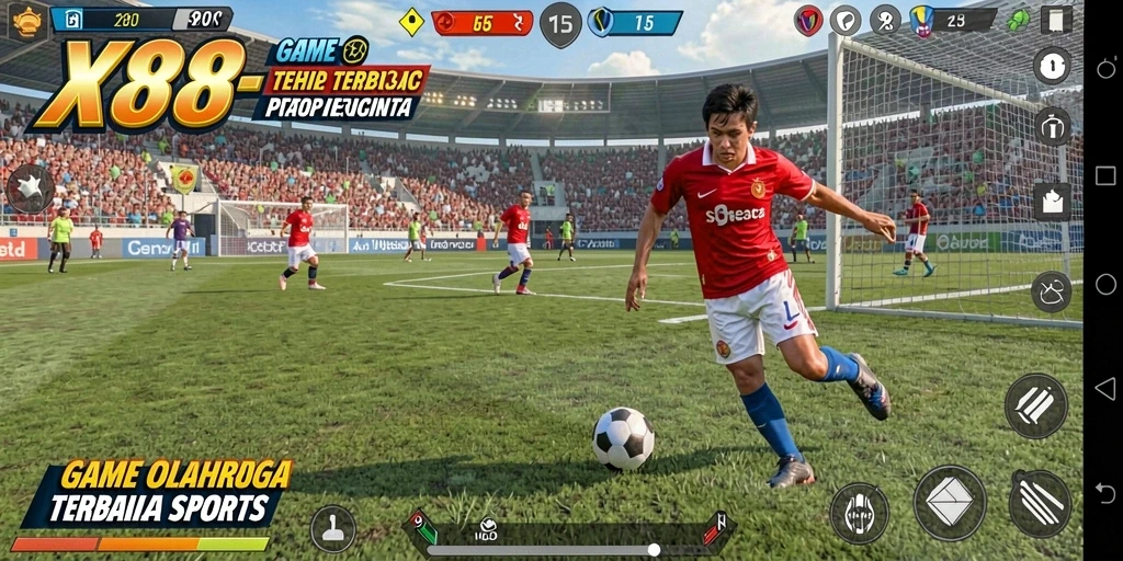 Screenshot gameplay X88 yang menunjukkan aksi olahraga menegangkan.